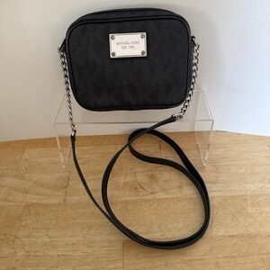 MICHAEL KORS SMALL SHOULDER STRAP BLACK CROSSBODY PURSE-6 x 4 x 1" Jet Set PVC